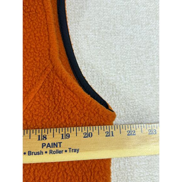 LL Bean Women’s XL Orange Black Zip Front Sherpa Fleece Outdoor Vest Warm - Picture 6 of 7